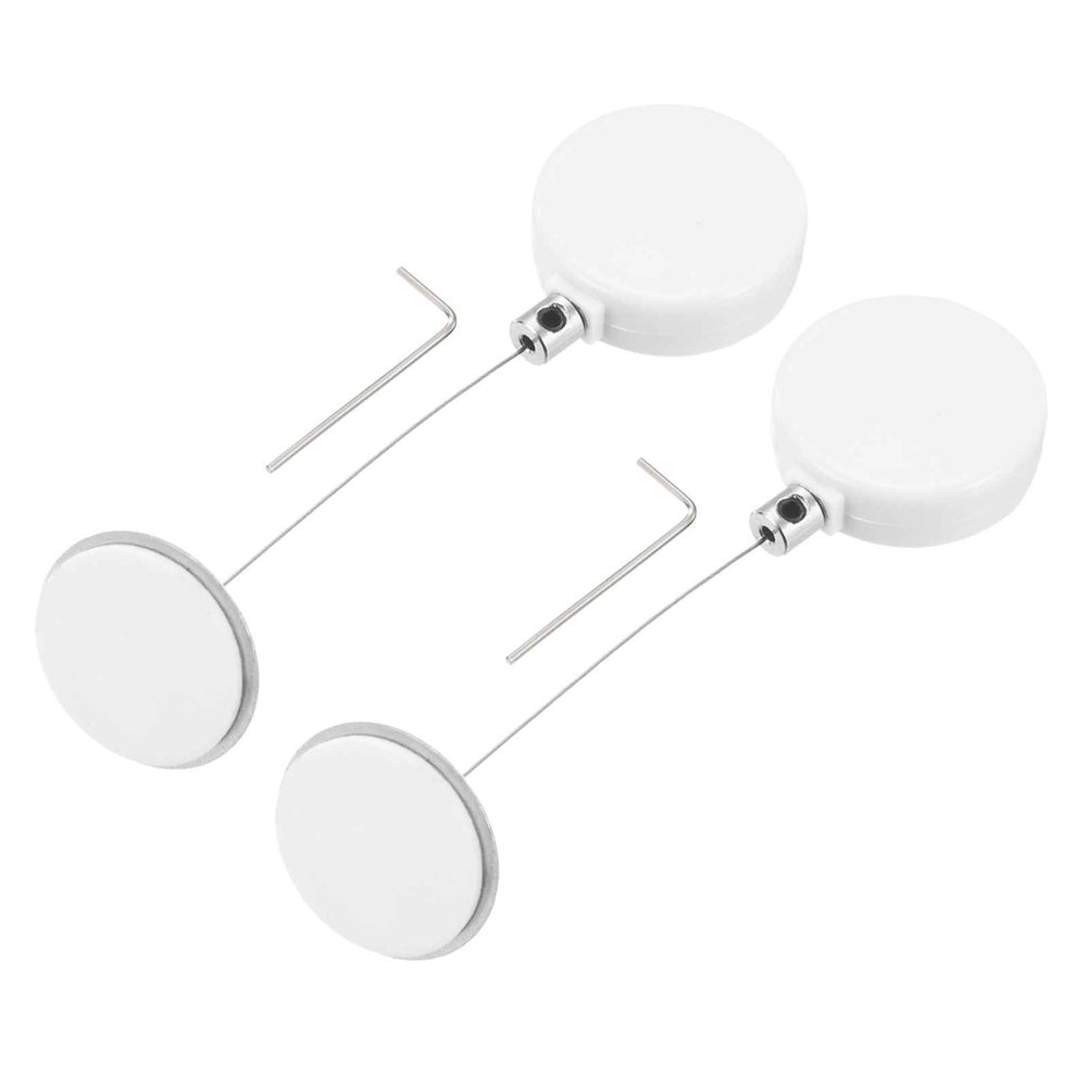 MECCANIXITY 1.8 ft Retractable Cable Lock with Round Patch Remote Control Security Lock with Adjustable Cord Tether Anti Theft for Laptop, TV, 200g, White, 2 Pack