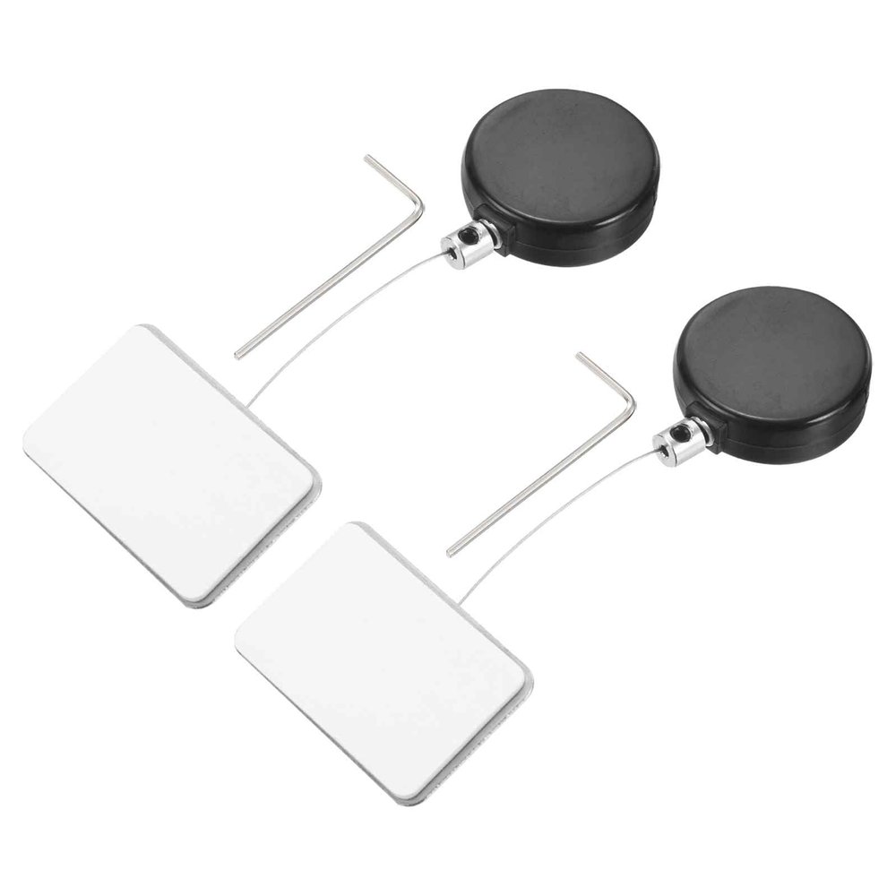 MECCANIXITY 1.8 ft Retractable Cable Lock with Square Patch Remote Control Security Lock with Adjustable Cord Tether Anti Theft for Laptop, TV, 200g, Black, 2 Pack
