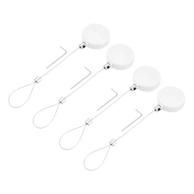 MECCANIXITY 1.8 ft Retractable Cable Lock with Latch Remote Control Security Lock with Adjustable Cord Tether Anti Theft for Laptop, TV, 200g, White, 4 Pack
