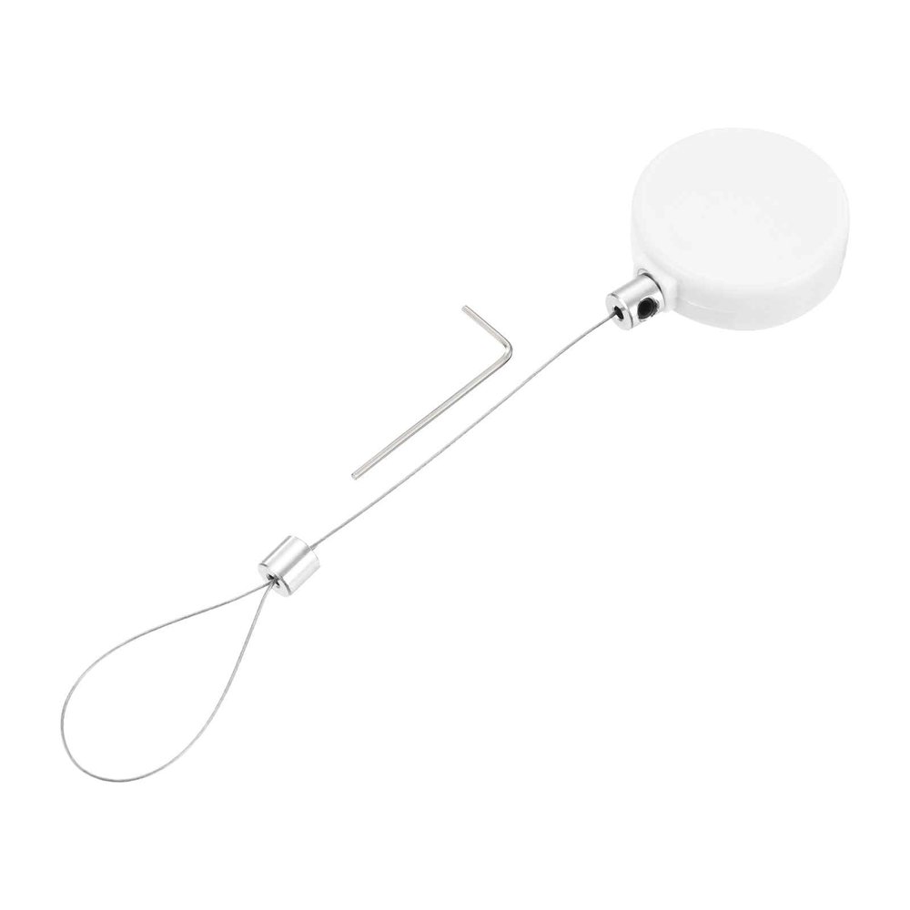 MECCANIXITY 1.8 ft Retractable Cable Lock with Latch Remote Control Security Lock with Adjustable Cord Tether Anti Theft for Laptop, TV, 200g, White
