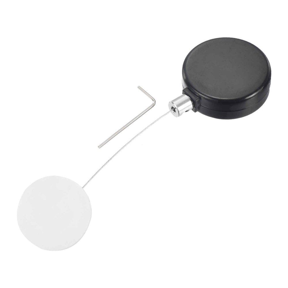 MECCANIXITY 1.8 ft Retractable Cable Lock with Round Patch Remote Control Security Lock with Adjustable Cord Tether Anti Theft for Laptop, TV, 200g, Black