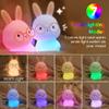 FAMIDUO Kids Night Light,Rainbow Mood Light,Squishy Silicone Bunny Lamp view 2