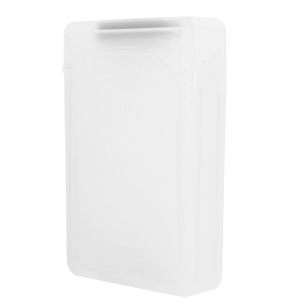 Disc Case, Hard Disk Box 3.5in HDD SSD Shockproof External Hard Drive Case Hard Drive Case Anti Static ABS Transparent Storage Case (White)
