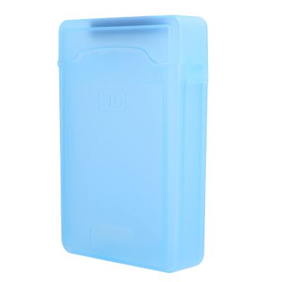 Disc Case, Hard Disk Box 3.5in HDD SSD Shockproof External Hard Drive Case Hard Drive Case Anti Static ABS Transparent Storage Case (Blue)