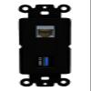 RiteAV 1 Port CAT6A USB-3 Coupler Jack Insert Rocker Module Female-Female for Decorative Wall Cover Face Plate [Black] view 1