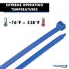 Kable Kontrol Tefzel Cable Ties ETFE, 4 Inch 100 Pcs, 18 Lbs Tensile Strength, High Temp Zip Ties UV, Chemical Resistant, Non-Corrosive, Ideal for Hot, Cold, and Industrial Applications  Blue view 4