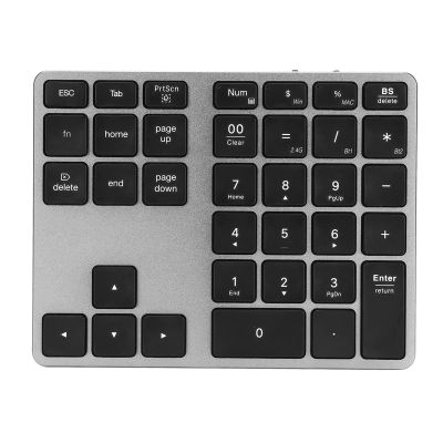 CFTIGIW Number Pad 35 Keys Aluminum Alloy Rechargeable Ergonomic Numeric Keypad for Desktop Laptop Tablet Grey Number PadNumeric KeypadNumber Pad Keypad Numeric Keypad35 Key (Grey)