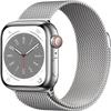 Apple Watch Series 8 [GPS + Cellular, 41mm] - Silver Stainless Steel Case with Silver Milanese Loop, One Size (Renewed) view 1