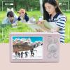 Luqeeg Digital Camera, 2.8 Inch + 1.4 Inch Dual Screen HD 1080 16x Zoom Pink Compact Travel Camera for Beginner view 4