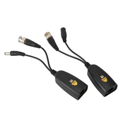 2 Pairs AHD CVI TVI CVBS Video Balun with Power Connector, BNC to RJ45 Network Transceiver