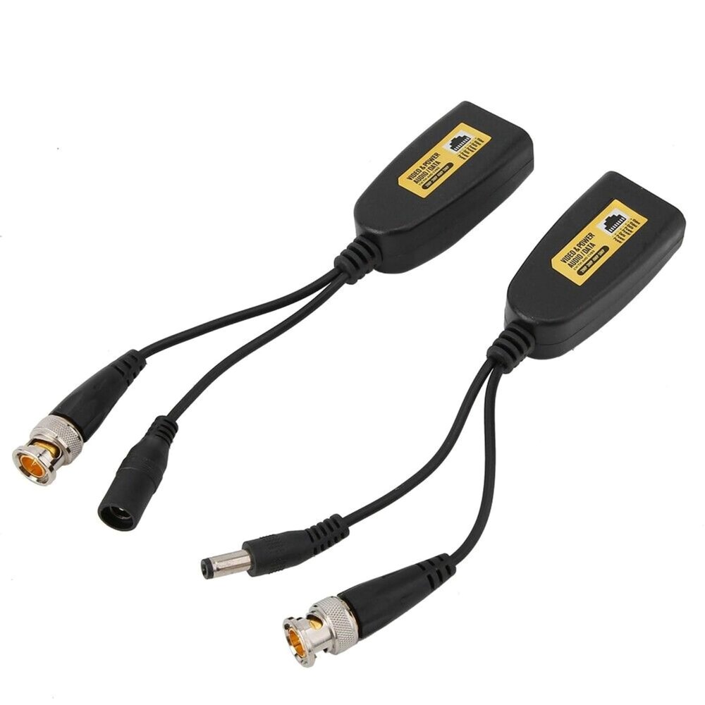 2 Pairs Video Balun BNC to RJ45 Transmitter AHD CVI TVI CVBS Connector BNC to RJ45 Network Transceiver for Surveillance