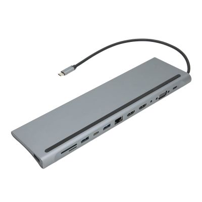 12 in 1 USB C Hub, Full Featured Laptop Docking Station, Multiport Adapter with Ethernet, 4K, PD Charging, Audio for MacBook, Switch, Phones and Tablets with