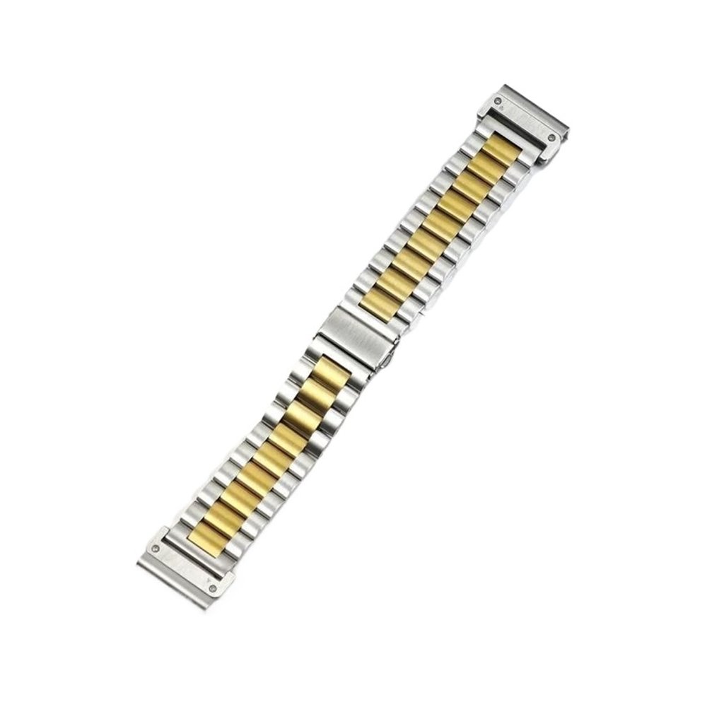 22mm 26mm Solid Stainless Steel Watch strap For Garmin Fenix 8 51mm 47MM/7/6/5/Tactix 7/3HR Wrist strap(Silver Golden,22MM)