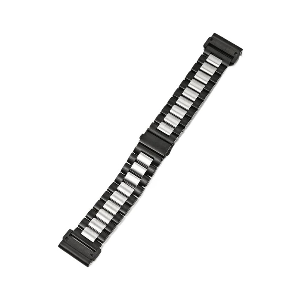 22mm 26mm Solid Stainless Steel Watch strap For Garmin Fenix 8 51mm 47MM/7/6/5/Tactix 7/3HR Wrist strap(Black Silver,26MM)