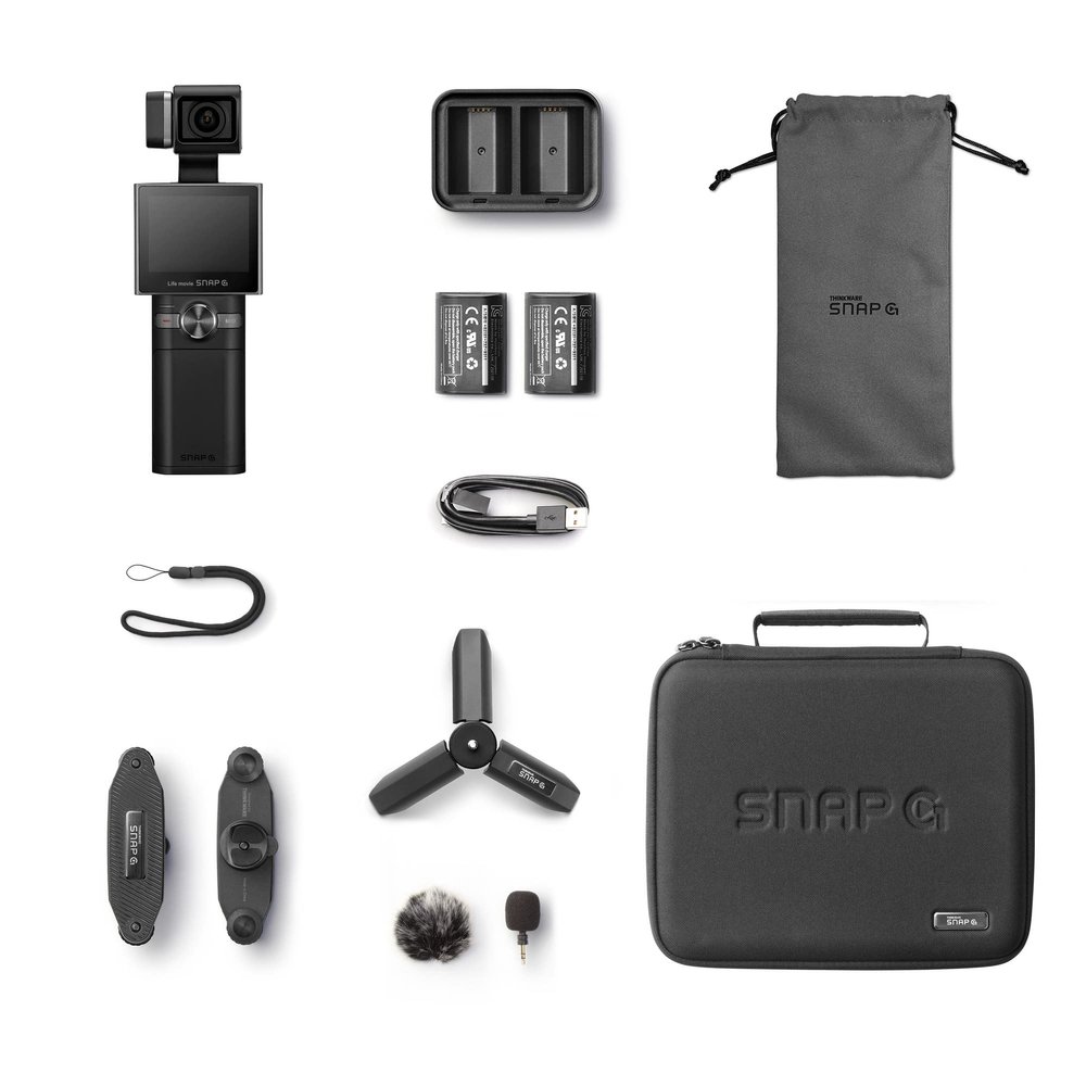 THINKWARE Gimbal Action Camera, Snap-G Plus Creator Prime Package, 4K60, 2-Inch LCD, Wi-Fi Streaming, Face ID Tracking