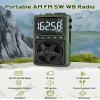 Bluetooth AM FM Shortwave Radio with NOAA Weather Alert,1250mAh Rechargeable Portable Pocket Radio with Best Reception,5W Big Speaker, Digital Tuner and Earphone,Support SD Card and USB MP3 Player view 2
