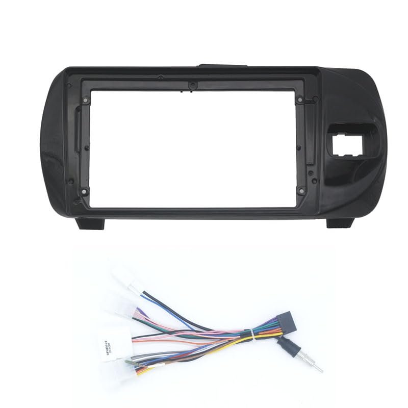 HJLXCSLUJ Car Replacement 9 Inch Car Radio Fascia Compatible with VITZ 2015-2020 Video Panel Player Audio Dash 2 Din Frame Kit Mount Bezel Car Interior(Fascia and Cable,9 inch)
