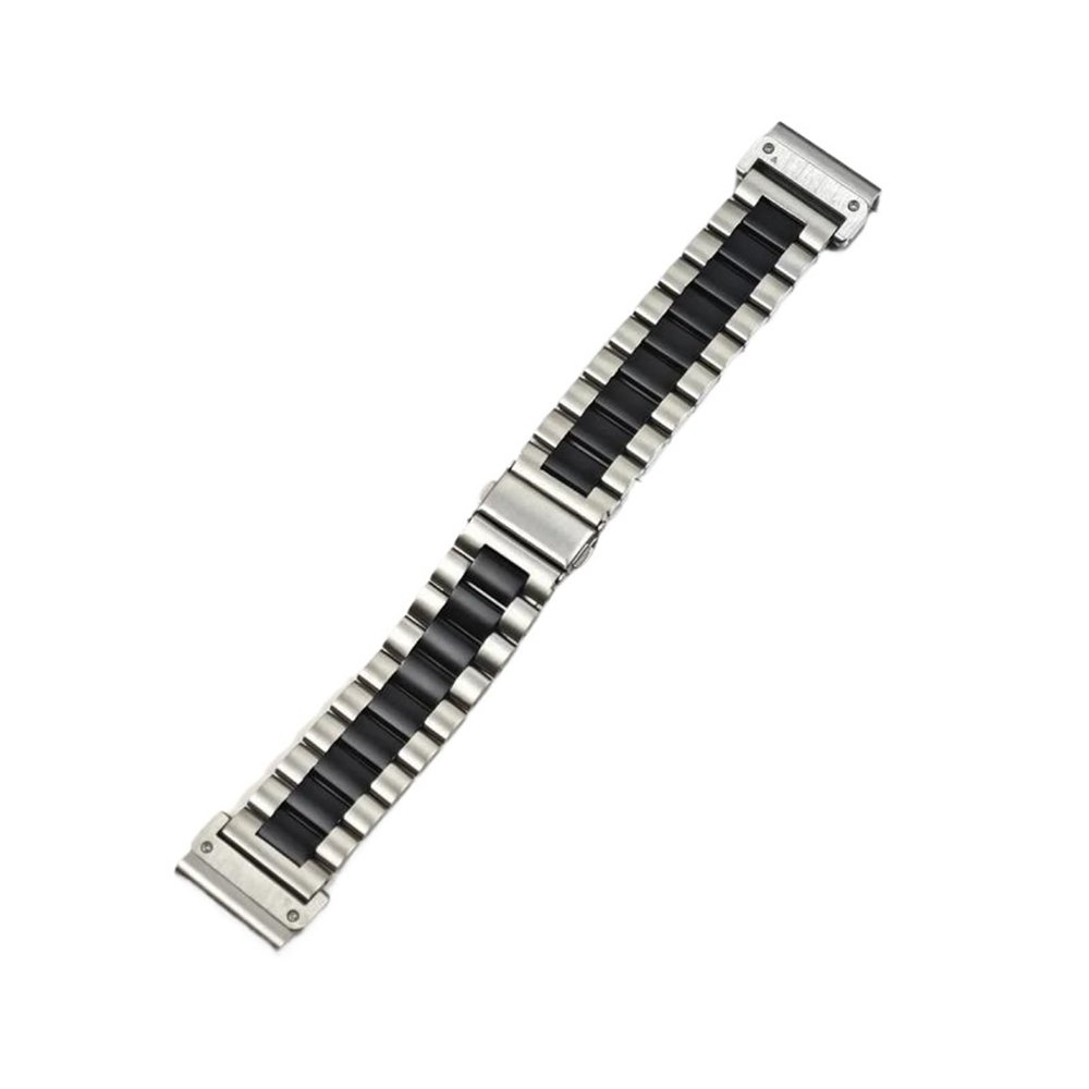 22mm 26mm Solid Stainless Steel Watch strap For Garmin Fenix 8 51mm 47MM/7/6/5/Tactix 7/3HR Wrist strap(Silver Black,For Fenix8 47MM)