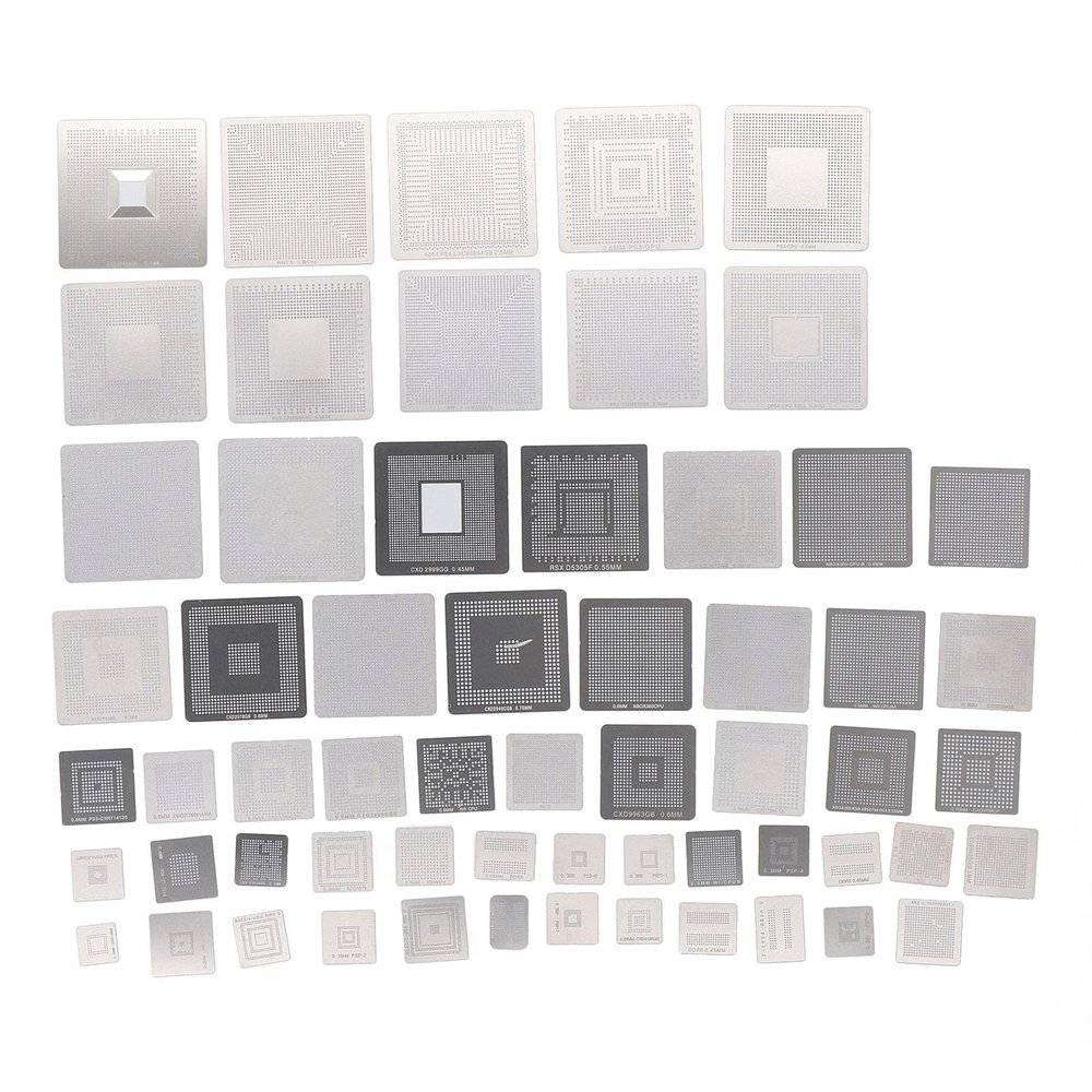 60 Pcs Stainless Steel BGA Reballing Stencils Set, Stable Structure, User Friendly Design 304 Stainless Steel Rework Net Template Kit for Computer Chip Repair