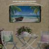 IDOWMAT Outdoor TV Cover,Ocean Beach Palm Tree Blue Sky Waterproof TV Screen Protector,Nature Summer Hawaii Landscape Weatherproof TV Covers with Zipper for Outside Flat Screen Televisions view 3