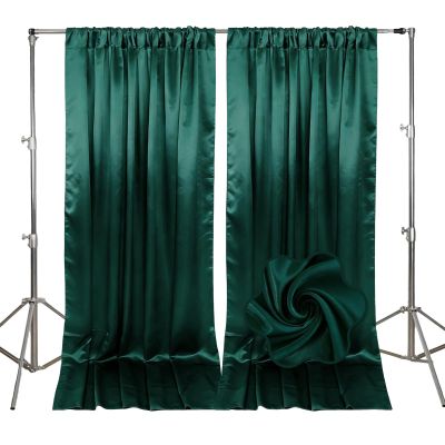 10ft x 10ft Lake Green Backdrop Curtains for Parties, Fabric Satin Background Curtain with Rod Pockets for Weddings, Birthday, Baby Shower, Photography, Graduation Party Backdrop Drapes, 2 Panels