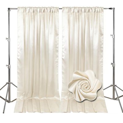 10ft x 10ft Ivory White Backdrop Curtains for Parties, Fabric Satin Background Curtain with Rod Pockets for Weddings, Birthday, Baby Shower, Photography, Graduation Party Backdrop Drapes, 2 Panels