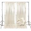 10ft x 10ft Ivory White Backdrop Curtains for Parties, Fabric Satin Background Curtain with Rod Pockets for Weddings, Birthday, Baby Shower, Photography, Graduation Party Backdrop Drapes, 2 Panels view 1