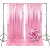 10ft x 7ft Pink Backdrop Curtains for Parties, Fabric Satin Background Curtain with Rod Pockets for Weddings, Birthday, Baby Shower, Photography, Graduation Party Backdrop Drapes, 2 Panels view 1