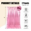 10ft x 7ft Pink Backdrop Curtains for Parties, Fabric Satin Background Curtain with Rod Pockets for Weddings, Birthday, Baby Shower, Photography, Graduation Party Backdrop Drapes, 2 Panels view 2