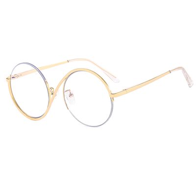 bullabulling Fashion Half round Reading Glass For Women Half-Rim Eyeglass Frame Large lens (gold, 0.0, x)