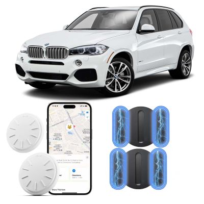 Hongtop H Hidden GPS Tracking Devices, 2PCS Real Time GPS Tracker Work with Find My (iOS Only), Hidden Car GPS Tracker with Magnetic Waterproof Case, No Monthly Fee Car Tracker, Black