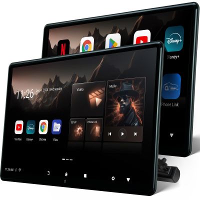 15.6 inch 4K Android.13 Car TV Headrest Monitor for Cars Back seat Rear Entertainment System, Support Phone Wireless Mirror Link Touch Screen,with WiFi/Bluetooth/HDMI/USB/Video Player (4G+64G(2*PCs))