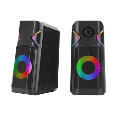 HIONJIN Computer Speaker 2.0 Channel Desktop RGB Colorful Light Stereo Satellite Multimedia Desktop Speaker