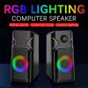 HIONJIN Computer Speaker 2.0 Channel Desktop RGB Colorful Light Stereo Satellite Multimedia Desktop Speaker view 2