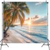 10 x 10 ft Sea Beach Backdrop Seaside Sand Sunrise Landscape Palm Tree Hawaiian Summer Party Holiday Photo Background Backdrop Kids Adults Personal Portrait Wedding Decor Background Studio Props view 3