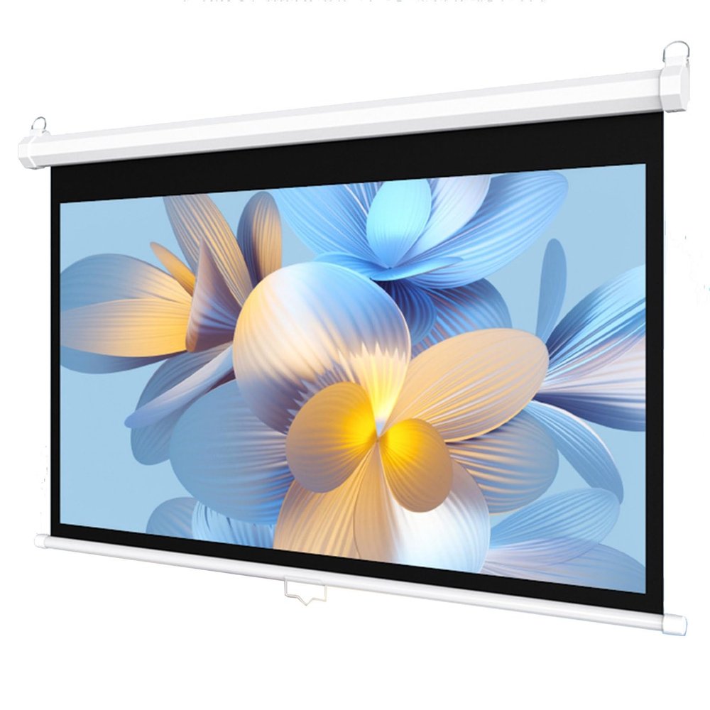 16:9 Projector Screen Pull Down Movies Screens, 4K HD 3D Ceiling Mount Portable Projection Screen for Indoor Movie Home Theater Office(72in/165cm)