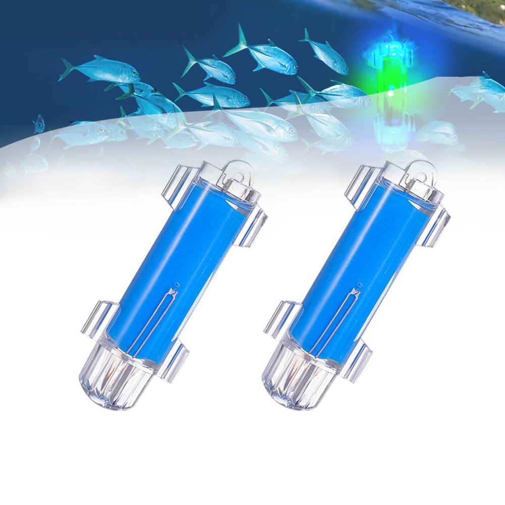 LED Underwater Fishing Light, 2PCS Deep Drop LED Light Attractants, IP68 Waterproof Flashing Attractive Bait Lure Lamp,4000+ Hours Lifespan