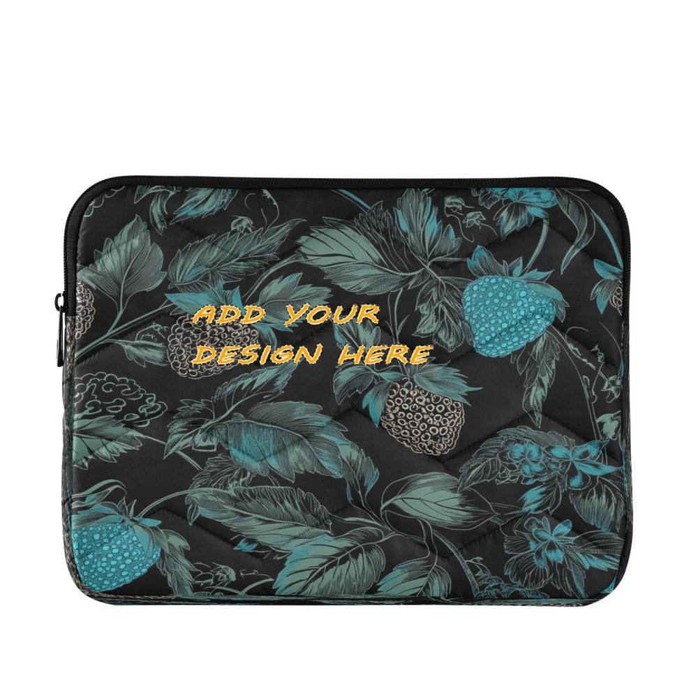 Custom Name Photo 13-14 Inch Cute Laptop Case Blue Black Strawberry Personalized Case with Zipper for Laptop Computer funda para