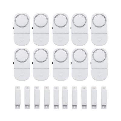 10 Magnetic Security Alarm Sensors, 120Db Siren, DIY Wireless Entry Alert System for Home and Business, Quick Installation