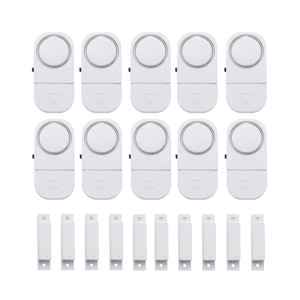 10 Magnetic Security Alarm Sensors, 120Db Siren, DIY Wireless Entry Alert System for Home and Business, Quick Installation