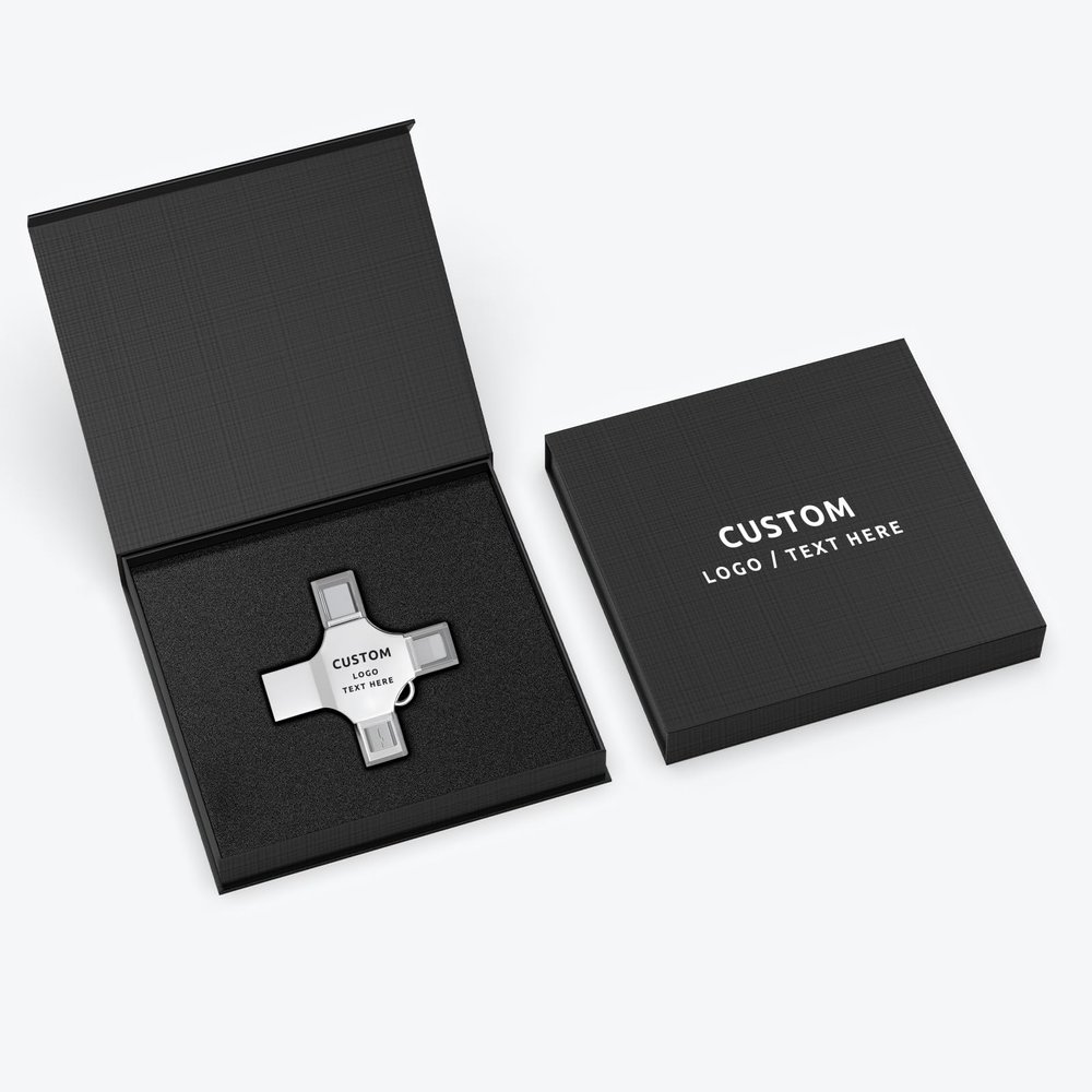 Personalized OTG USB Flash Drive, Custom 4-in-1 Multifunctional USB 3.0 Flash Drive, Ideal for Business Events, Corporate Gifts, Promotional Giveaways, Optional Custom Box Packaging (16GB,100PCS)