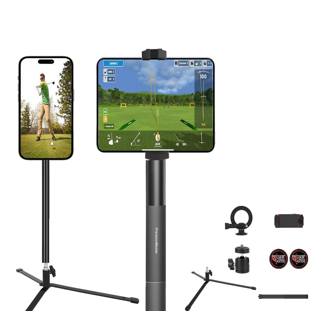 PrecisionMaster Golf Tripod - Heavy Duty Aluminum Base with iPad Pro Compatible, 52" Adjustable with Magnetic Mount, Golf Swing Analysis, Ideal for Golfers, Beginners
