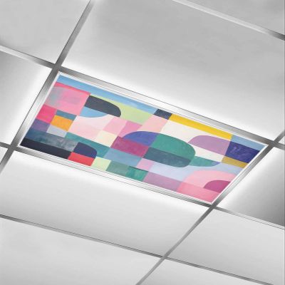 1 PCS Fluorescent Light Covers - Psychedelic Colorful Abstract Art Magnetic Light Filters for Ceiling Light,Color Block Contrast Texture Light Shade Panel for Office Classroom Home Decor,4 x 2 Feet