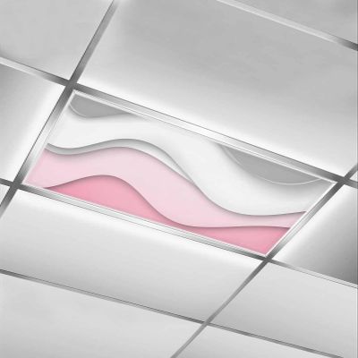 1 PCS Fluorescent Light Covers - Abstract Water Ripple Ombre Art Magnetic Light Filters for Ceiling Light,Pink Gray White Stripe Light Shade Panel for Office Classroom Home Decor,4 x 2 Feet