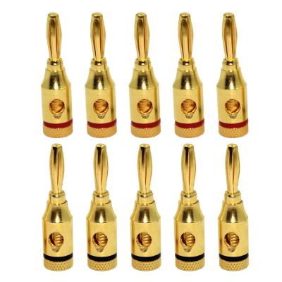 10 Pack 24K Gold Plated Banana Plugs Open Screw Type Wire Connector Adapter Binding Post Plug