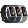 3 Pack Bands for Fitbit Charge 6 / Charge 5 Bands Women Men, Soft Silicone Waterproof Adjustable Wristband Replacement Sport Straps for Fitbit Charge 5 / Charge 6 Fitness Tracker (Black+AbyssBlue+Green, Large) view 1