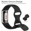 3 Pack Bands for Fitbit Charge 6 / Charge 5 Bands Women Men, Soft Silicone Waterproof Adjustable Wristband Replacement Sport Straps for Fitbit Charge 5 / Charge 6 Fitness Tracker (Black+AbyssBlue+Green, Large) view 2