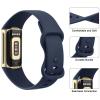 3 Pack Bands for Fitbit Charge 6 / Charge 5 Bands Women Men, Soft Silicone Waterproof Adjustable Wristband Replacement Sport Straps for Fitbit Charge 5 / Charge 6 Fitness Tracker (Black+AbyssBlue+Green, Large) view 3