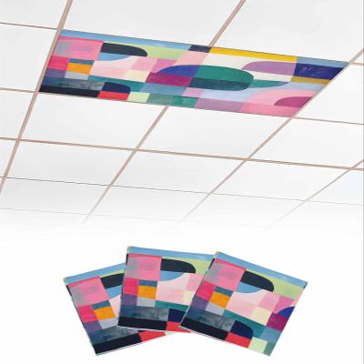 3 PCS Fluorescent Light Covers - Psychedelic Colorful Abstract Art Magnetic Light Filters for Ceiling Light,Color Block Contrast Texture Light Shade Panel for Office Classroom Home Decor,4 x 2 Feet