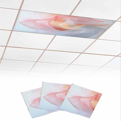 3 PCS Fluorescent Light Covers - Abstract Modernism Colorful Art Magnetic Light Filters for Ceiling Light,Chiffon Ribbon Fog Texture Light Shade Panel for Office Classroom Home Decor,4 x 2 Feet
